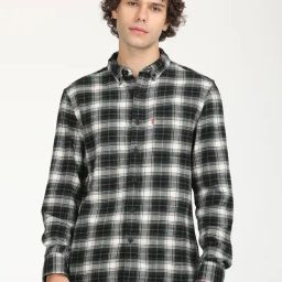 Levi's Black Cotton Slim Fit Checks Shacket-image-36