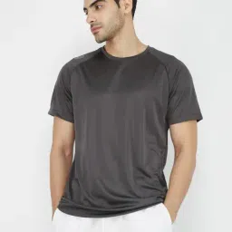 Dida Charcoal Polyster Regular Fit Solid T-Shirt-image-76