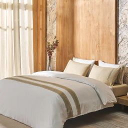 DDecor Beige & White 180 TC Cotton King Bedding Set-image-34