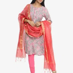 Paislei Grey Printed Cotton Kurta-image-46