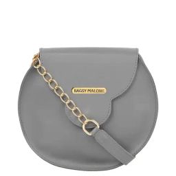 Bagsy Malone Grey Solid Medium Sling Handbag-33
