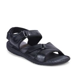 Woods Men's Black Cross Strap Sandals-image-48