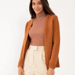 Zink London Brown Self Design Shrug-image-56