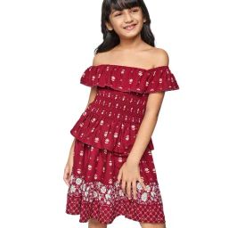 Global Desi Girl Maroon Printed Dress-image-22