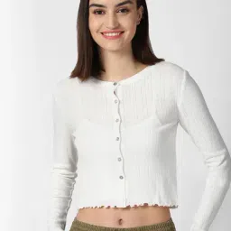 Forever 21 White V Neck Cardigan With Top-image-57