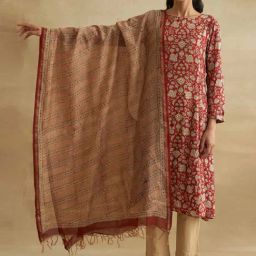 Folksong By W Beige Cotton Printed Dupatta-14