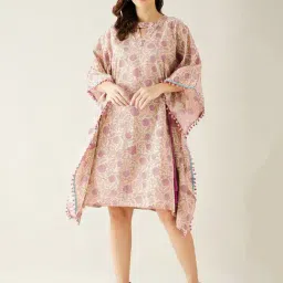 The Kaftan Company Pink Printed Kaftan Dress-image-57