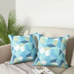 Petal Home Origami Blue Cotton Cushion Cover - Set of 2-image-23