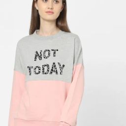 Vero Moda Pink & Grey Printed Sweatshirt-image-70