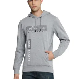 Allen cooper Dark Anthra Melange Regular fit Graphic Printed Hooded Sweatshirt-28