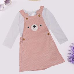 Pantaloons Baby Girls Pink Dogwood Striped Dungaree Set-picture-31