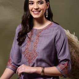 Anouk Embroidered Thread Work Round Neck Straight Kurta-image-22