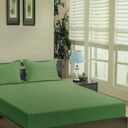 Trance Home Linen Striped Cotton 200 TC Queen Bedsheet with 2 Pillow Covers 2.18m x 2.64m-image-60