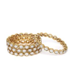 Panash Gold Kundan Studded Handcrafted Patterned Set of 4 Bangles image 2