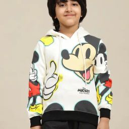 Kidsville Boys Off White Cotton Blend Printed Hooded Sweatshirt-picture-33