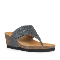 Scholl by Bata Women's Blue Thong Wedges-picture-11
