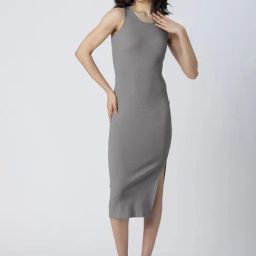 Moomaya Grey Slim Fit Bodycon Dress-image-13
