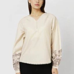 Van Heusen Beige Cotton Printed Top-picture-44