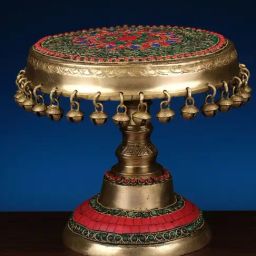 Ekaa Handicrafts 8" Brass Designer Pedestal with Ghunghroos-image-88