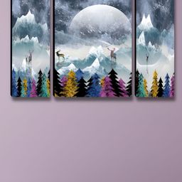 Aura White & Black 3 Piece Wood Abstract Wall Art-image-99