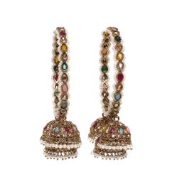 Panash Gold Stone Studded Latkan Style Set of 2 Bangles image 3