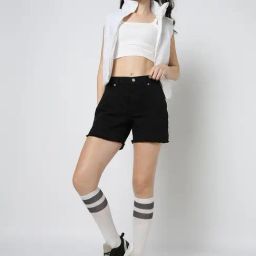 Gap Black Cotton Solid Shorts-image-91