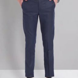 AD by Arvind Navy Slim Fit Flat Front Trousers-image-61