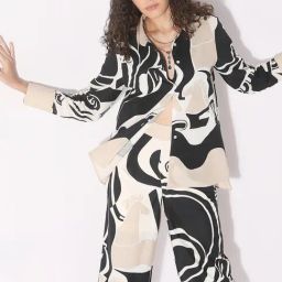 Vero Moda Beige & Black Cotton Printed Shirt-picture-38
