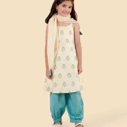 Fabindia Yellow Viscose Silk Blend Hand Block Printed Salwar Set-picture-9