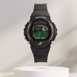 Sonata Men Black Digital Watch NG7982PP03J-91