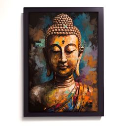 RANDOM Orange & Blue Religious Wooden Wall Art-41