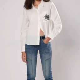 Vero Moda White Cotton Embroidered Shirt-image-94