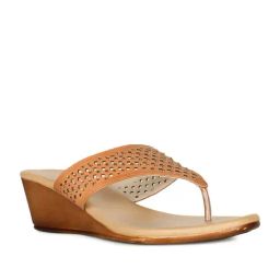 Bata Women's Tan Thong Wedges-image-85