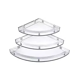 Implemental Shelf Corner Shelves ‎8x8 inch ABS ‎Transparent for Multi Purpose Use in Bathrooms image 2