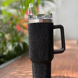 Vakkal Home Black & Steel Stainless Steel Printed Double Wall Vacuum Tumbler 1200ml-image-99
