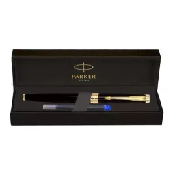 Parker Aster Lacque Blue Fountain Pen Fine Gold Trim Black Body Color, 9000024488-picture-22