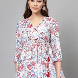 BAESD Women Floral Printed Cotton Wrap Longline Top-64