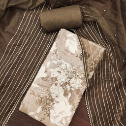MANVAA Floral Printed Beads and Stones Cotton Silk Unstitched Dress Material-picture-42