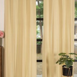 URBAN SPACE Beige 2 Pieces Embroidered Cotton Long Door Curtain-image-94