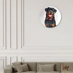 THE QUIRKY HOME White & Black Loyal Rottweiler Gaze Printed Ceramic Decorative Wall Decor-image-55