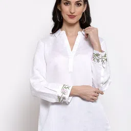 DART STUDIO Shirt Collar Linen Regular Top-78