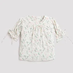 Tiny Girl Floral Printed Puff Sleeves Top-image-89