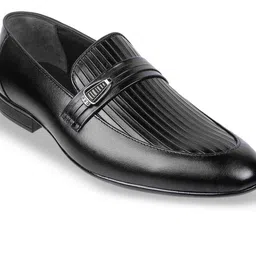 Metro Men Textured Leather Formal Loafers-picture-1