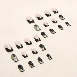 The Pink Truck Set of 24 Artificial Reusable Nails With Glitter Design-94