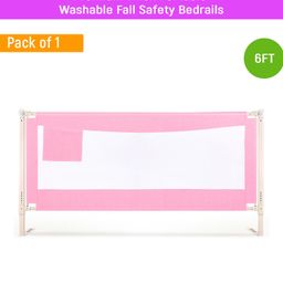 Safe-O-Kid Plain Washable Bed Rail Guard - Pink-26