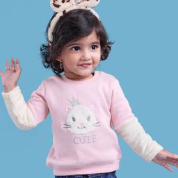 Babyoye Full Sleeves Fur Sweatshirt Kitty Embroidery- Pink-image-26