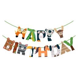 Zyozi Animals Happy Birthday Banner for Wild Birthday Decorations, Multiclour- Length 157 cm-picture-28