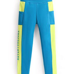 Honeyhap Premium Cotton Full Length Super Soft Stretchable Looper Jeggings with Bio Finish Text Print - Blue-image-75