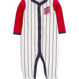 Carter's Full Sleeves Sleepsuit With Stripes & Text Print  - Ivory-image-49