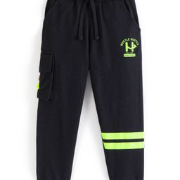 Honeyhap Premium Terry 100% Cotton Full Length Track Pant With Bio Finish Logo Print - Black Beauty-picture-25